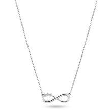 Load image into Gallery viewer, Sterling Silver Rhodium Plated Infinity Design CZ Necklaces, Length 16&quot;+2&quot; Extension