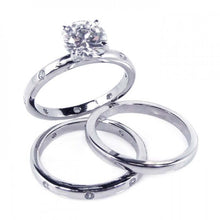 Load image into Gallery viewer, Sterling Silver Rhodium Plated Clear CZ Bridal Ring Set