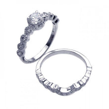 Load image into Gallery viewer, Sterling Silver Rhodium Plated Clear Round Center CZ Bridal Ring Set