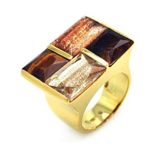 Load image into Gallery viewer, Sterling Silver Gold Plated Fashionable Ring Set with Square Shaped Two Tiger Eyes and Two Sandstones