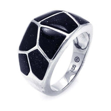 Load image into Gallery viewer, Sterling Silver Fancy Synthetic Black Quartz Pattern Design Ring