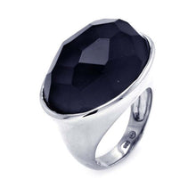 Load image into Gallery viewer, Sterling Silver Fashionable Ring Set with Faceted Black Stone
