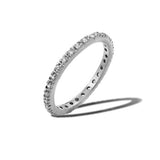 Sterling Silver Rhodium Plated Birthstone Inlay April Month Eternity Ring With Clear CZ StonesAnd Width 2mm