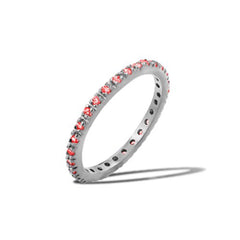 Sterling Silver Rhodium Plated Birthstone Inlay January Month  Eternity RingAnd Width 2mm