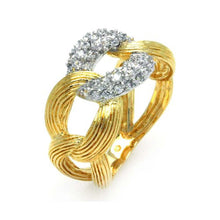 Load image into Gallery viewer, Sterling Silver Nickel Free Rhodium Plated 2 Toned Link Shaped Ladies Ring With CZ StonesAnd Width 1mm