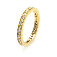 Load image into Gallery viewer, Sterling Silver Nickel Free Gold Plated Clear Channel Set CZ Stackable Eternity RingAnd Dimensions 2mmAnd Width 1mm