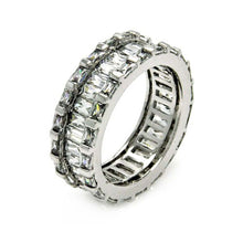 Load image into Gallery viewer, Sterling Silver Rhodium Plated Clear Baguette Channel Set CZ Eternity RingAnd Width 2mmx3mmAnd Thickness 2mmx4mmAnd Dimensions 3mm