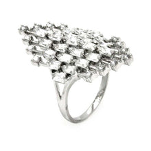 Load image into Gallery viewer, Sterling Silver Elegant Diamond Shaped Design Set with Baguette and Round Cut Clear Czs RingAnd Ring Dimensions of 31.5MMx17.7MM