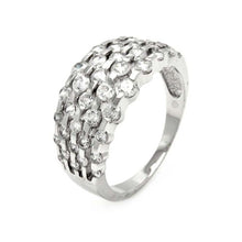 Load image into Gallery viewer, Sterling Silver Elegant Domed Band Ring Set with Multi Round Cut Clear CzsAnd Ring Width of 11.4MM