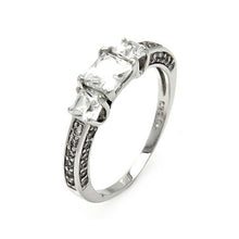 Load image into Gallery viewer, Sterling Silver Classy Bridal Ring Set with Three Solitaire Princess Cut Clear CzAnd Ring Width of 5MM