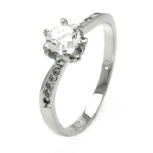 Load image into Gallery viewer, Sterling Silver Classy Bridal Ring with Centered Round Cut Clear CzAnd Ring Dimensions of 19MMx5MM