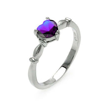 Load image into Gallery viewer, Sterling Silver Rhodium Plated Heart Shape February Month Ring