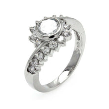 Load image into Gallery viewer, Sterling Silver Fancy Flower Design Inlaid with Clear Czs Swirl Band RingAnd Ring Dimensions of 21MMx5MMAnd Ring Width: 11.3MM