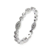 Load image into Gallery viewer, Sterling Silver Rhodium Plated Clear Round And Marquise CZ Stackable Eternity RingAnd Width 1mmAnd Dimensions 2mm