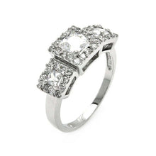 Load image into Gallery viewer, Sterling Silver Rhodium Plated 3 Set Clear CZ Square Bridal Ring