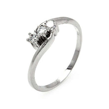 Load image into Gallery viewer, Sterling Silver Classy Three Solitaire Round Cut Clear Czs Swirl Band Ring with Ring Dimensions of 8MMx3MMAnd Band Width: 5MM