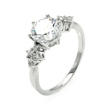 Load image into Gallery viewer, Sterling Slver Elegant Bridal Ring with Centered Solitaire Round Cut Clear Cz and Diamond Shaped Set with Czs on Both SidesAnd Ring Dimensions of 18MMx6MMAnd Stone Size: 7.9MM