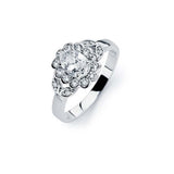Sterling Silver Classy Flower Design Embedded with Clear Czs RingAnd Ring Dimensions of 14MMx5MM