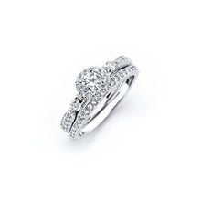 Load image into Gallery viewer, Sterling Silver Rhodium Plated Clear Round CZ Engagement Ring Set