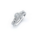 Sterling Silver Rhodium Plated Clear Round CZ Engagement Ring Set