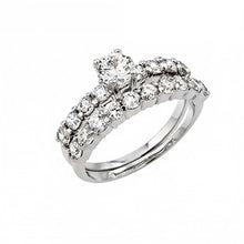 Load image into Gallery viewer, Sterling Silver Classy Solitaire Round Cut Clear Cz 2 Pieces Engagement RingAnd Center Stone Diameter: 5MM
