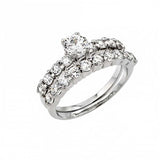 Sterling Silver Classy Solitaire Round Cut Clear Cz 2 Pieces Engagement RingAnd Center Stone Diameter: 5MM