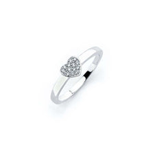 Load image into Gallery viewer, Sterling Silver Rhodium Plated Clear Micro Pave Set CZ Heart Ring