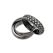 Load image into Gallery viewer, Sterling Silver Black Rhodium Plated Clear Pave Set CZ Eternity Movable RingAnd Width 2mm