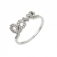 Load image into Gallery viewer, Sterling Silver Rhodium Plated Love Shaped Ring With CZ Stones