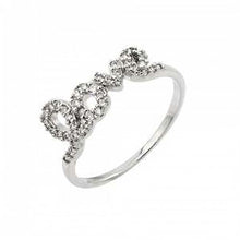 Load image into Gallery viewer, Sterling Silver Rhodium Plated Love Shaped Ring With CZ Stones