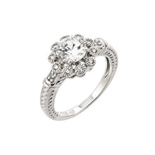 Load image into Gallery viewer, Sterling Silver Flower Cluster Czs Design Fancy Band Ring with Ring Dimensions of 11.3MMx12.5MM