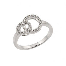 Load image into Gallery viewer, Sterling Silver Rhodium Plated Clear CZ Interwined Circles Ring