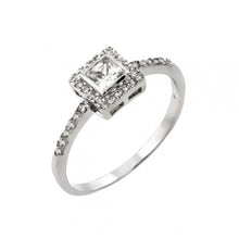 Load image into Gallery viewer, Sterling Silver Rhodium Plated Clear Square CZ Ring