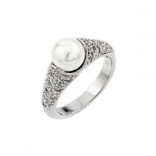 Load image into Gallery viewer, Sterling Silver Rhodium Plated Synthetic Pearl Ring