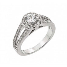Load image into Gallery viewer, Sterling Silver Rhodium plated Clear Round CZ Bridal Engagement Ring