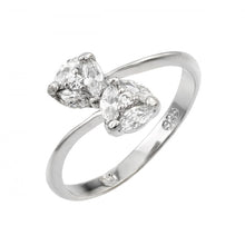 Load image into Gallery viewer, Sterling Silver Rhodium Plated Twin CZ Ring