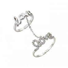 Load image into Gallery viewer, Sterling Silver Rhodium Plated Clear CZ Love Knuckle Slave Ring