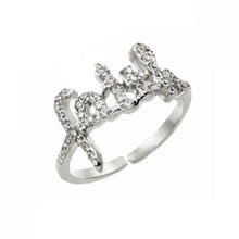 Load image into Gallery viewer, Sterling Silver Nickel Free Rhodium Plated Faith Cross Knuckle Slave Shaped Ladies Ring With CZ Stones
