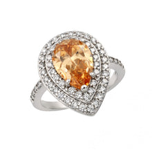 Load image into Gallery viewer, Sterling Silver Rhodium Plated Champagne and Clear Cluster CZ