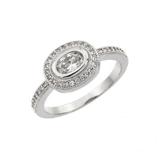 Load image into Gallery viewer, Sterling Silver Rhodium Plated Clear CZ Oval Ring