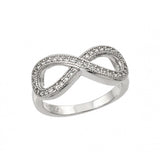 Sterling Silver Rhodium Plated Clear Pave Set CZ Infinity Ring