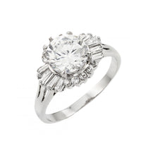 Load image into Gallery viewer, Sterling Silver Rhodium Plated CZ Baguette Ring
