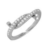 Sterling Silver Fancy Pave Twirl Band Ring with Ring Width of 10MM