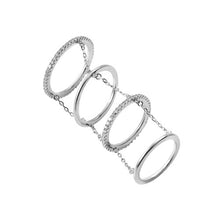 Load image into Gallery viewer, Sterling Silver Rhodium Plated 4 Band Chain Ring With CZ AccentsAnd Width 21mmAnd Height 42mm