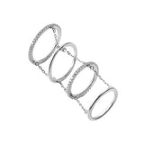 Sterling Silver Rhodium Plated 4 Band Chain Ring With CZ AccentsAnd Width 21mmAnd Height 42mm