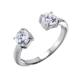 Sterling Silver Round Open Ring With CZ End Caps