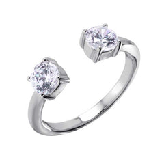Sterling Silver Round Open Ring With CZ End Caps