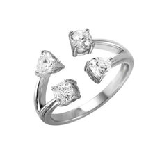 Load image into Gallery viewer, Sterling Silver Nickel Free Rhodium Plated 4 Ends Open Ring With CZ Accents CapsAnd Width 20.75mmAnd Thickness 4mmAnd Height 22mm