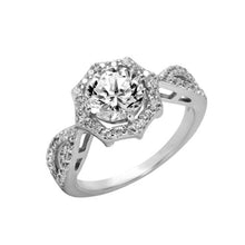 Load image into Gallery viewer, Sterling Silver Classy Octagon Shaped Embedded with Clear Cz Stones and Centered Large Cz RingAnd Ring Dimensions of 20.8MMx23MM