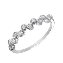 Load image into Gallery viewer, Sterling Silver Rhodium Plated Alternating Bubble Design Shaped Eternity Rings With CZ Stones